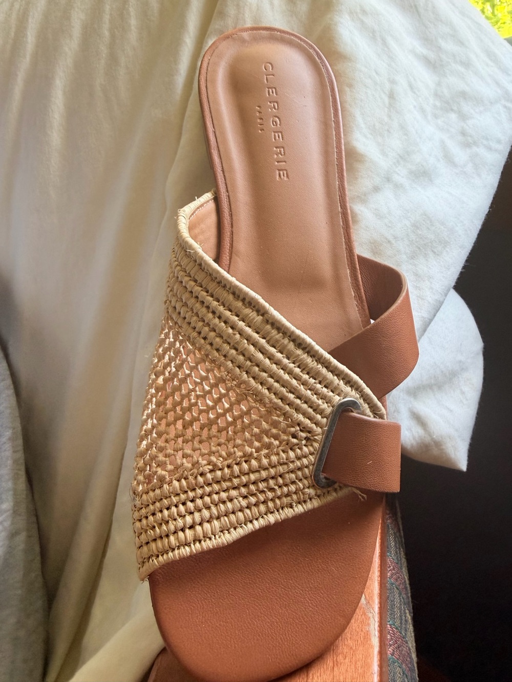 Robert Clergerie Brown Woven Leather Slide Sandals